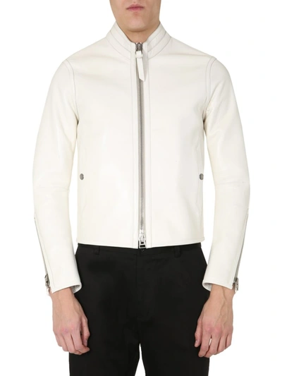 Tom Ford Men's White Leather Outerwear Jacket