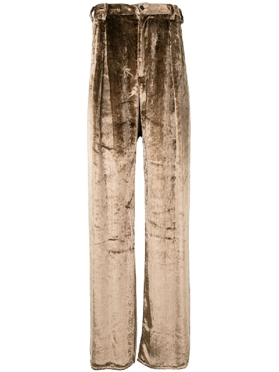 Sulvam Velvet Loose-fit Trousers In Brown