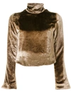Sulvam Velvet Cropped Sweatshirt In Brown