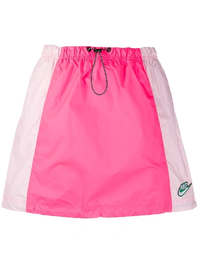 Nike Sportswear Icon Clash Colorblock Drawstring Skirt In Hyper Pink