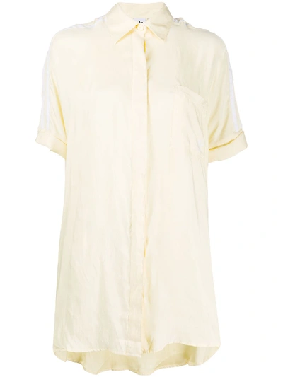 Adidas Originals Three-stripe Satin Shirt Dress In Yellow ModeSens