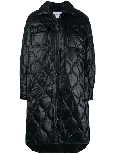 Stand Studio Padded Buttoned Coat In Black