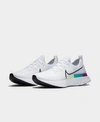 Nike Men's React Infinity Run Flyknit Running Sneakers From Finish Line In White, Black