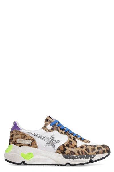 Golden Goose Running Sole Leather And Mesh Sneakers In Multicolor