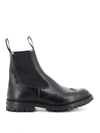 Tricker's Henry Country Boots With Brogue Detailing Shoes In Black Calf
