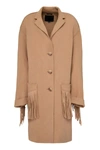 R13 Fringe Trim Wool Blend Coat In Camel