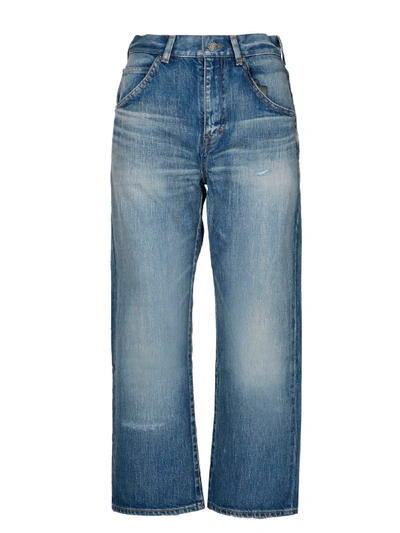 Saint Laurent 70`s Trouser Denim Crop In Blue