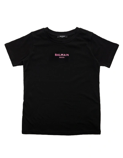 Balmain Kid Black T-shirt With Micro Logo