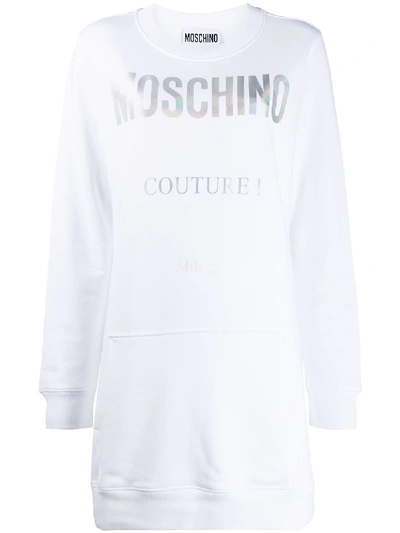 Moschino Couture Logo-print Sweatshirt Dress In White