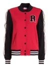 RED VALENTINO POINT D'ESPRIT TULLE DETAILED VARSITY JACKET IN BLACK AN