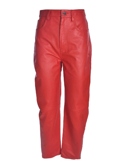 Attico High-waisted Tapered Trousers In Red