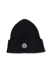 MONCLER TRICOT BEANIE IN BLACK
