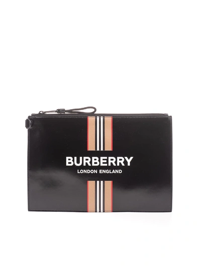 Burberry Clutch Bag In Black With Logo Print