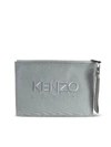KENZO TIGER LARGE POUCH IN GREEN GREY