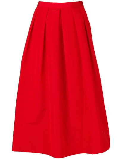 Tibi Pleated Full Skirt In Red