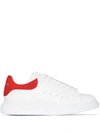 Alexander Mcqueen White Low Top Sneakers With Contrasting Heel With Embossed Logo Lettering In Leather Man In White