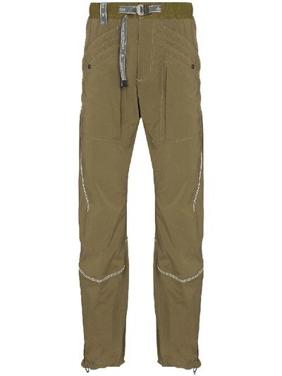 And Wander Reflective-logo Tapered-fit Track Pants In Green
