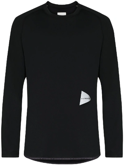 And Wander Black Hybrid Base Layer Long Sleeve Top