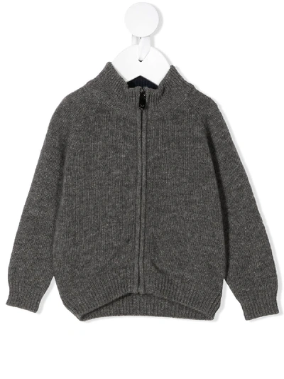 Il Gufo Babies' High Neck Knitted Jacket In Grey