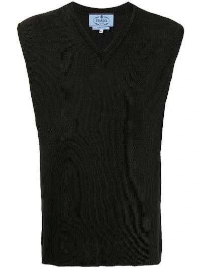 Pre-owned Prada 1990s  Knitted Waistcoat In Black