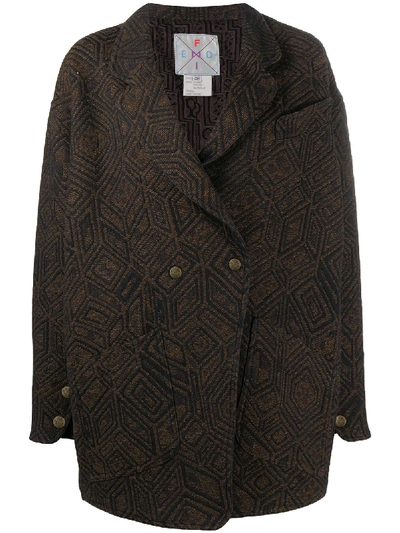 Pre-owned Fendi 1980s Double-breasted Coat In Brown