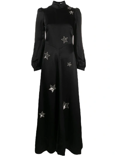 Bella Freud Star-embellished Satin Dress In Black