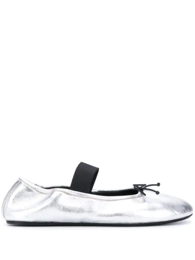 Marni 10毫米金属色皮革芭蕾平底鞋 In Silver
