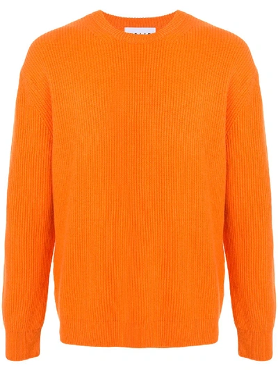 Solid Homme Fine Ribbed Knit Jumper In Orange