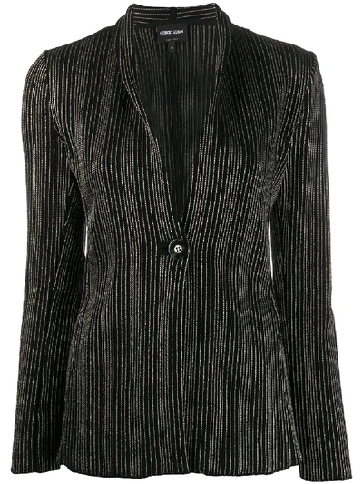 Giorgio Armani Stripe Pattern Blazer In Black