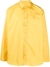 Raf Simons Embroidered Logo Buttoned Shirt In Yellow
