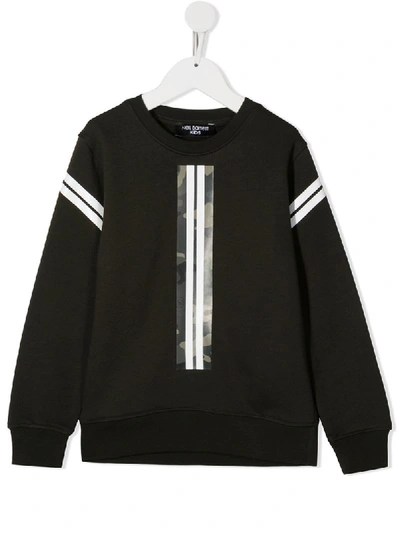 Neil Barrett Kids' Camouflage Tape Cotton Sweatshirt In Black