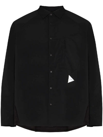 And Wander Logo-patch Buttoned Shirt In Black