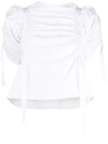 AGANOVICH RUCHED SHORT SLEEVE BLOUSE