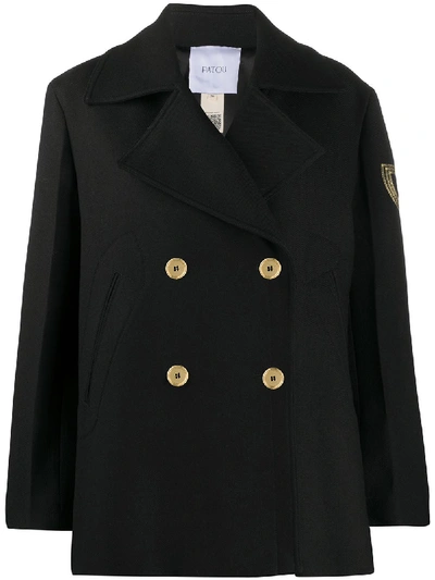 PATOU LOGO-EMBROIDERED WOOL PEACOAT