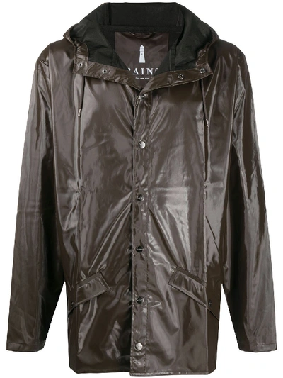 Rains Hooded Rain Jacket In Brown