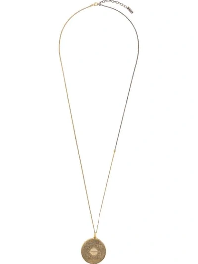 Saint Laurent Logo Pendant Necklace In Gold