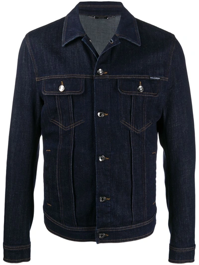 Dolce & Gabbana Contrasting Stitching Denim Jacket In Light Wash