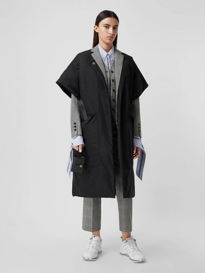 Burberry Short-sleeve Technical Cotton Belted Cape In Black
