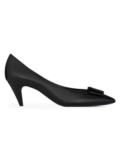 Saint Laurent Anais Pumps With Leather Bow In Black