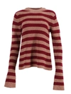 Lhd Horizontal Stripe Knit Jumper In Red