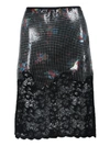 PACO RABANNE CHAINMAIL AND LACE MIDI SKIRT,224276BB-EA7D-6EA2-3926-8314C4F6D015