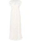 Giambattista Valli Cap Sleeve Lace Insert Empire Line Maxi Dress In White