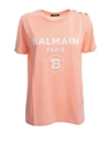 BALMAIN PINK COTTON T-SHIRT,668CD3E8-C88A-F5DA-4834-05065C8A310F