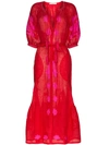 VITA KIN RED AND FUCHSIA SHALIMAR BELTED DRESS,67198C8D-D1CF-1DB6-8FF7-BB79A506286D