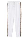 BURBERRY WHITE CHECK PRINT PANEL SWEATPANTS,700A7204-BD4E-32E5-F08C-826D1A2226B2