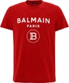 BALMAIN RED COTTON T-SHIRT,B894730D-E331-604D-A37B-C51FD89C7BC2
