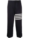 Thom Browne 4-bar Print Straight-leg Trousers In Blue