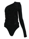 ALEXANDRE VAUTHIER BLACK EMBELLISHED ONE-SHOULDER BODYSUIT,E6C641B3-6ABD-57F9-BAD0-42D550542317