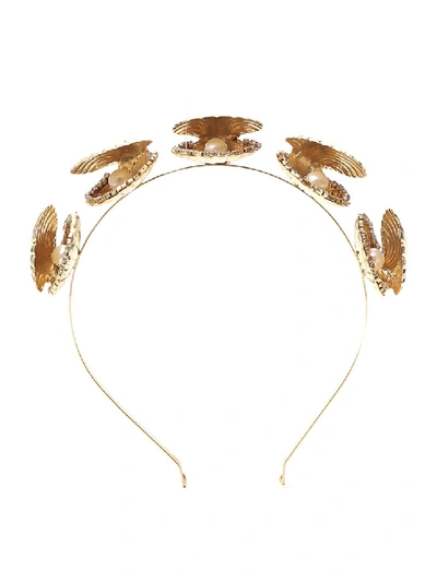 Rosantica Cuori Crystal Headband In Gold,crystal