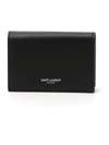 SAINT LAURENT BLACK LEATHER CARD HOLDER,AA0B5F0E-C423-634F-3C8C-9B9B81680209